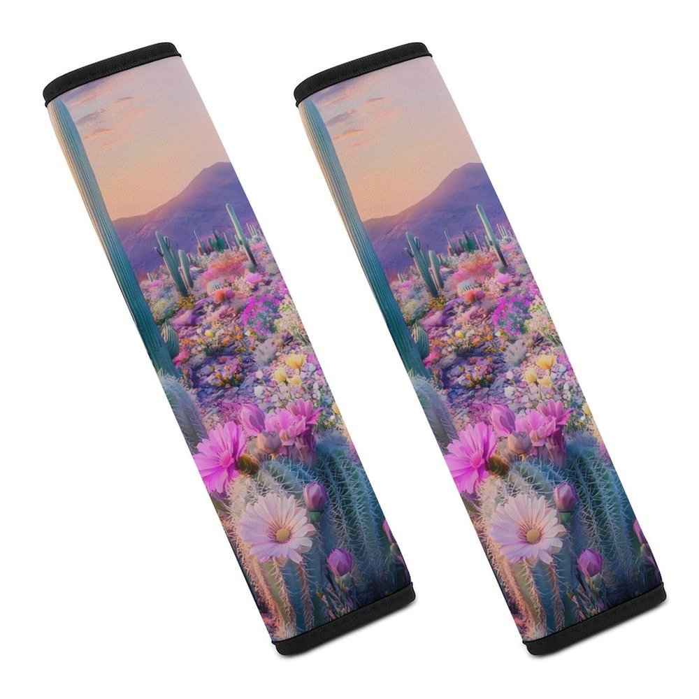 Cactus Succulent Car Seat Belt Cover Pad Soft Seatbelt Cushion Shoulder Strap Protector 2PCS
