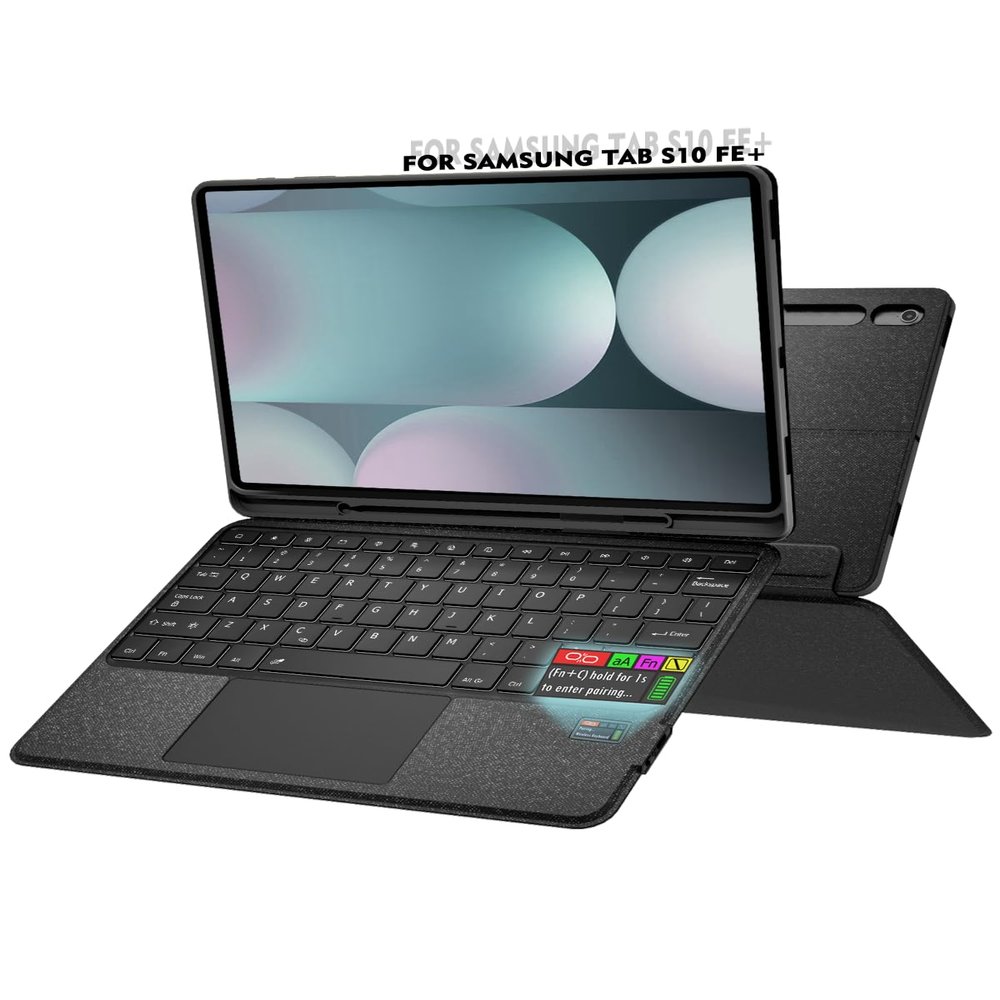 Doohoeek Keyboard Folio w/Status Screen for Samsung Galaxy Tab S10 FE Plus 13.1 Inch 2025, Tab S10 FE+ 13.1" Keyboard Bluetooth with Trackpad & Any-Angle Stand & Backlit Key, S10 Fe+ Keyboard Cover