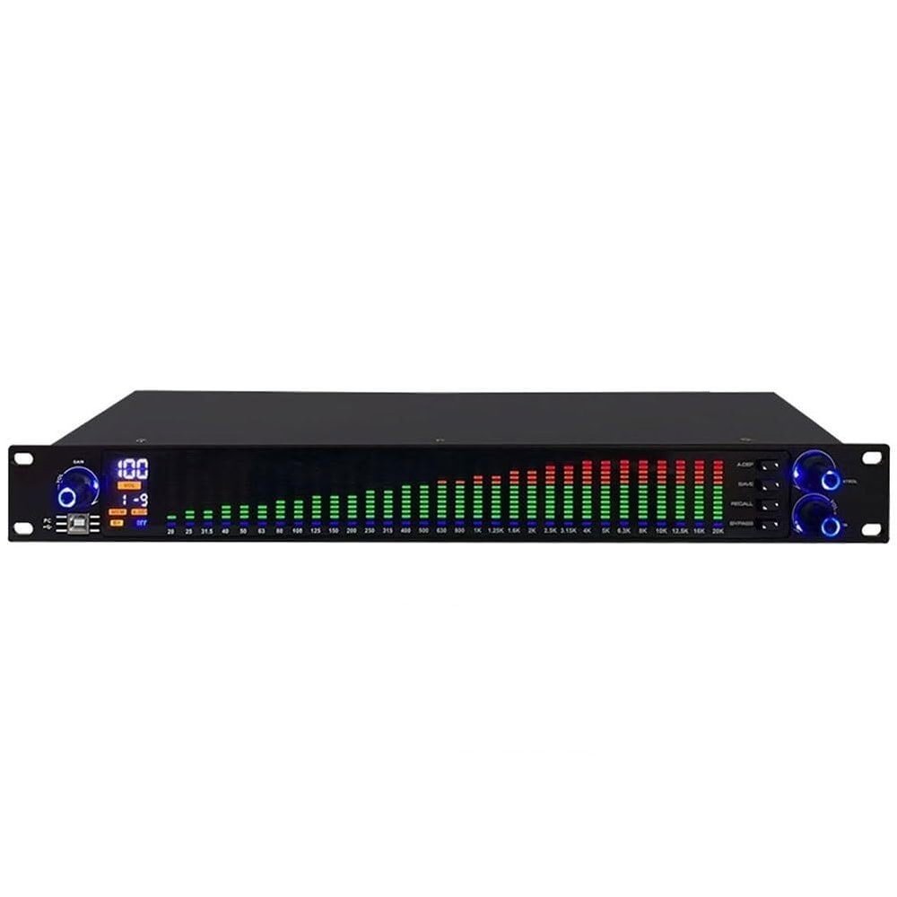 Audio Digital Equalizer,31-Band Stereo Graphic Equalizer, LED Spectrum Display, 10 Preset Effects,Signal Processors for Recording Studio(1)