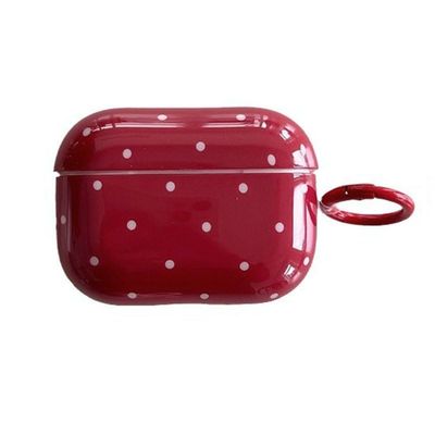 Case for Airpods Case CoverDark Red Polka Dot Hard Protective Cover with Buckle Compatible with AirPods 2nd 1st 3 4 Generation Headphone Earphone Charging Case (forairpodspro/pro2)