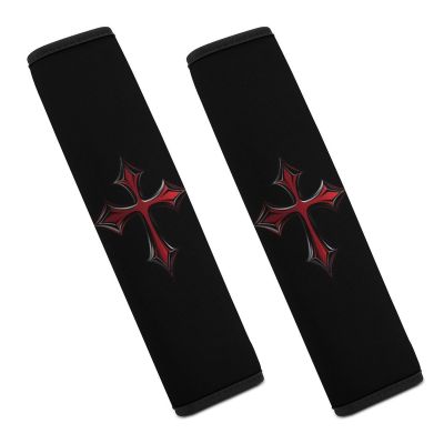 Bloody Iron Cross Car Seat Belt Cover Pad Soft Seatbelt Cushion Shoulder Strap Protector 2PCS