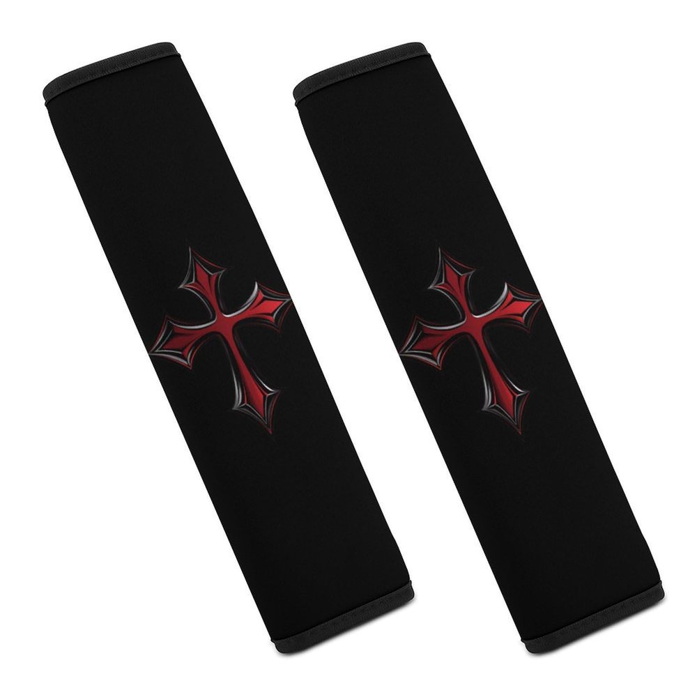 Bloody Iron Cross Car Seat Belt Cover Pad Soft Seatbelt Cushion Shoulder Strap Protector 2PCS