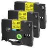 Flexible ID Laminated Tapes 3-10PK Compatible with Tz Tze-FX231 631 131 12mm Black On White for PT-1000 PT-E500 Compatible Products(3PK Black on Yellow) view 1