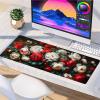 Red Mouse Pad Large 48x24 in, Extended Desk Mat with Stitched Edges, Gaming Mousepad with Non-Slip Rubber Base, Keyboard Mat for Desk Accessories and Computer Accessories, Gifts for Men, Flower 5-3168 view 2