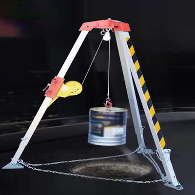Rescue Tripod Heavy Duty Fire Fighting Tripod Confined SpaceConfined Space Tripod Portable Confined Space Hoist Tripod with Hand Winch & Safety Belt, Emergency Life Saving Lifting and Rescu