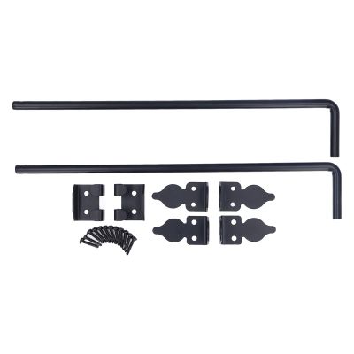 Door Drop Rod Gate Ground Latch Heavy Duty Solid Steel Black Powder Coated Thicker for Single Double Gate Fence Wood Door 18 Inch 2pcs