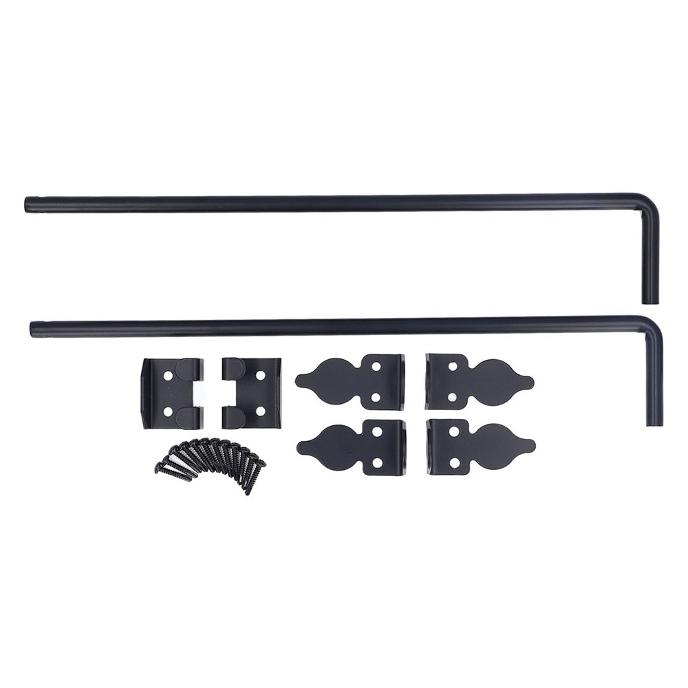 Door Drop Rod Gate Ground Latch Heavy Duty Solid Steel Black Powder Coated Thicker for Single Double Gate Fence Wood Door 18 Inch 2pcs