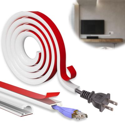 78" Silicone Cord Hider Wall Wall Cord Hider(1/4" Diameter) Cord Organizer Cord Covers Raceway Kit for Wires Hider Cable Management Under Desk W 0.54 H 0.39White