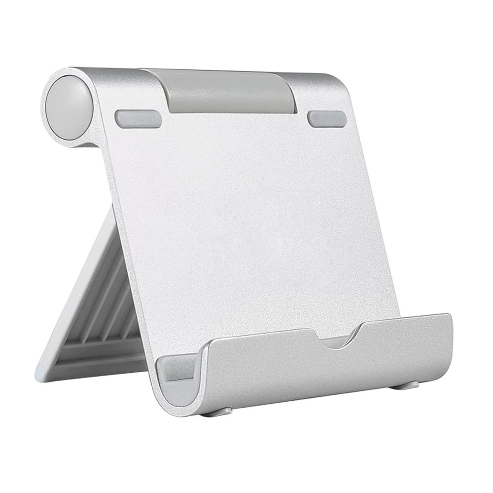 Tofficu Adjustable Aluminum Alloy Phone and Tablet Holder for Desktop Universal Folding Stand Compatible Smartphones and Tablets Portable Silver Bracket