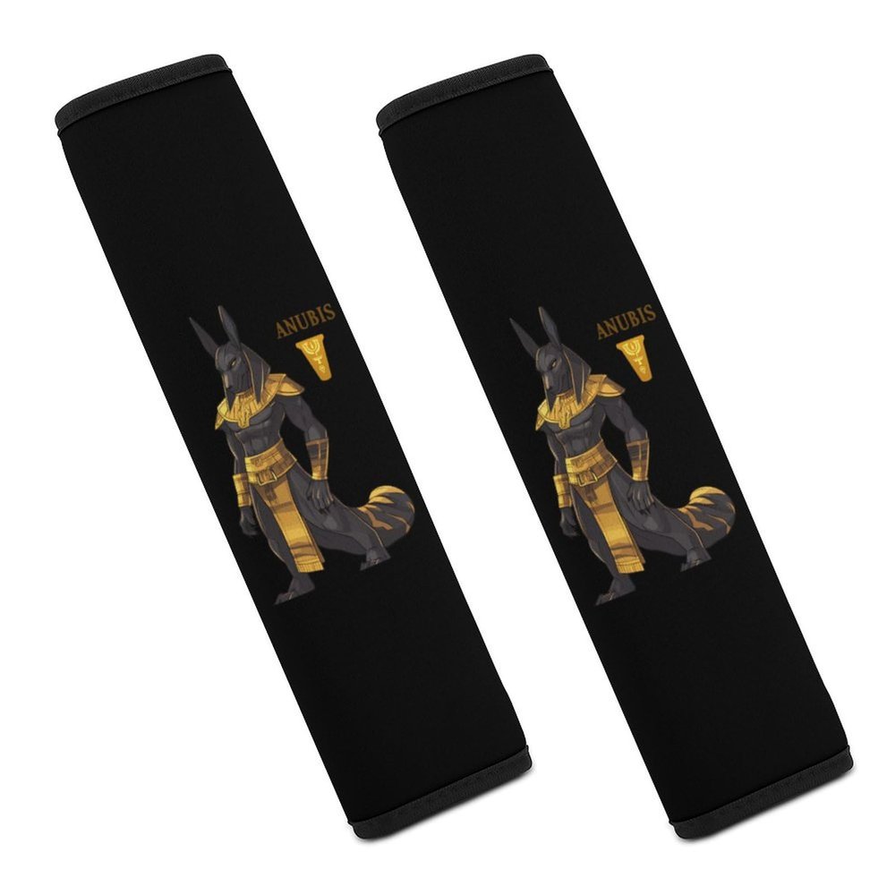 Anubis Black And Gold Car Seat Belt Cover Pad Soft Seatbelt Cushion Shoulder Strap Protector 2PCS