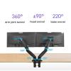 BEGWVDJTP F160 Gas Spring Desktop 17-inch-27-inch Dual Monitor Stand arm Monitor mounting Bracket, Each arm Load-Bearing 2-9 kg(Black) view 3