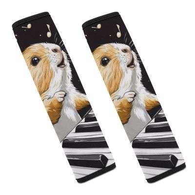Guinea Pigs Music Note Car Seat Belt Cover Pad Soft Seatbelt Cushion Shoulder Strap Protector 2PCS