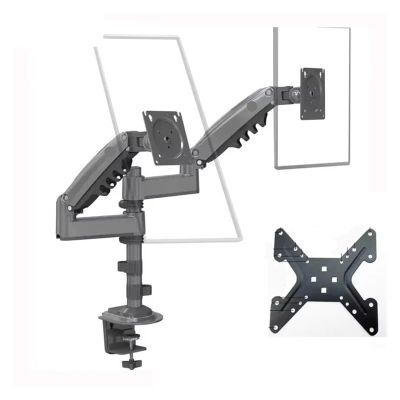 BEGWVDJTP H180 17" - 27" Gas Spring Dual Monitor Desk Stand Arm Full Motion LCD TV Stand 2-9kg Long Arm Clamp Grommet(with Adaptor)