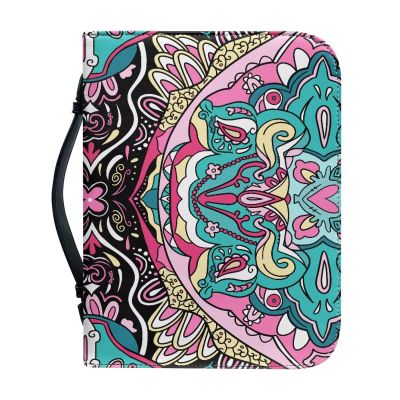 WUYOJUXA Bohemia Bible Cover with Handle Bible Carrying Cases Bible Bag Bible Study Supplies Book Protector Bible Case for Women Girls-size2XL