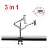 BEGWVDJTP OL-3T Aluminum Alloy 3-in-1 Height Adjustable Desktop Dual Arm 17-32 Inch Monitor Stand + 10-17 Inch Laptop Stand + 14 Inch Stand(Black) view 2