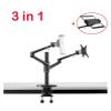 BEGWVDJTP OL-3T Aluminum Alloy 3-in-1 Height Adjustable Desktop Dual Arm 17-32 Inch Monitor Stand + 10-17 Inch Laptop Stand + 14 Inch Stand(Black) view 3