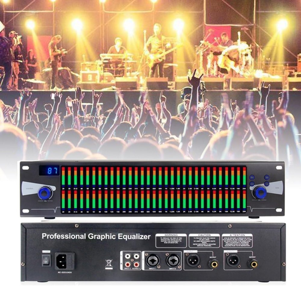 Professional Dual Channel Audio Digital EQ,31-Band Stereo Graphic Equalizer, Equalizer for Recording Studio