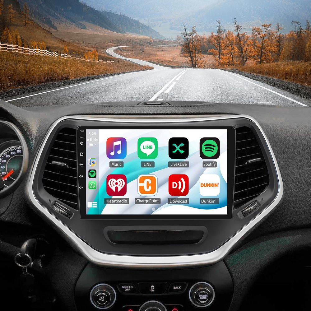 10.1'' Vertical Screen Radio for Jeep Cherokee 2013 2014 2015 2016 2017 2018 with Wireless CarPlay & Android Auto, HD Touchscreen Bluetooth Radio Supports GPS/WiFi/FM Radio/SWC Backup Camera/MIC/DSP