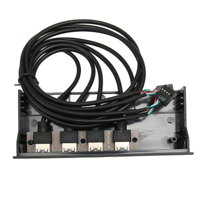 5.25 Inch USB 2.0 Hub Front Panel with 4 Ports - Multifunctional 19-Pin Optical Drive Adapter for PC Cases