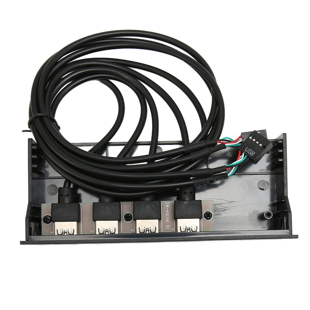 5.25 Inch USB 2.0 Hub Front Panel with 4 Ports - Multifunctional 19-Pin Optical Drive Adapter for PC Cases