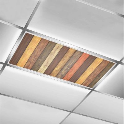 1 PCS Fluorescent Light Covers - Rustic Colorful Wood Panels Magnetic Light Filters for Ceiling Light,Vintage Pastoral Wooden Theme Light Shade Panel for Office Classroom Home Decor,4 x 2 Feet