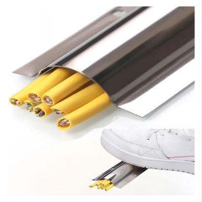 Floor Cable Cover Stainless Steel,3.3ft Wire Guard Raceway Cord Hider,Cable Concealer for Ceiling Corner Floor Perforated Installation(Inner Width 25mm)