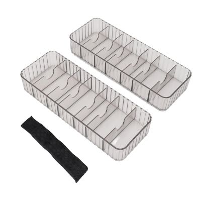 2 Pcs Cable Organizer with 20 Cable Ties, Data Cable Storage Box Multi Compartment Cord Charger Storage Box Clear Stackable Remote Control Cord Charger Organizer for Office