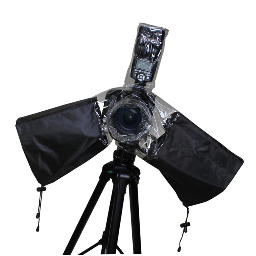 VILLCASE Camera Rain Cover with Lens Hood Dustproof Flashing Cover for Use Against Rain Grit Black