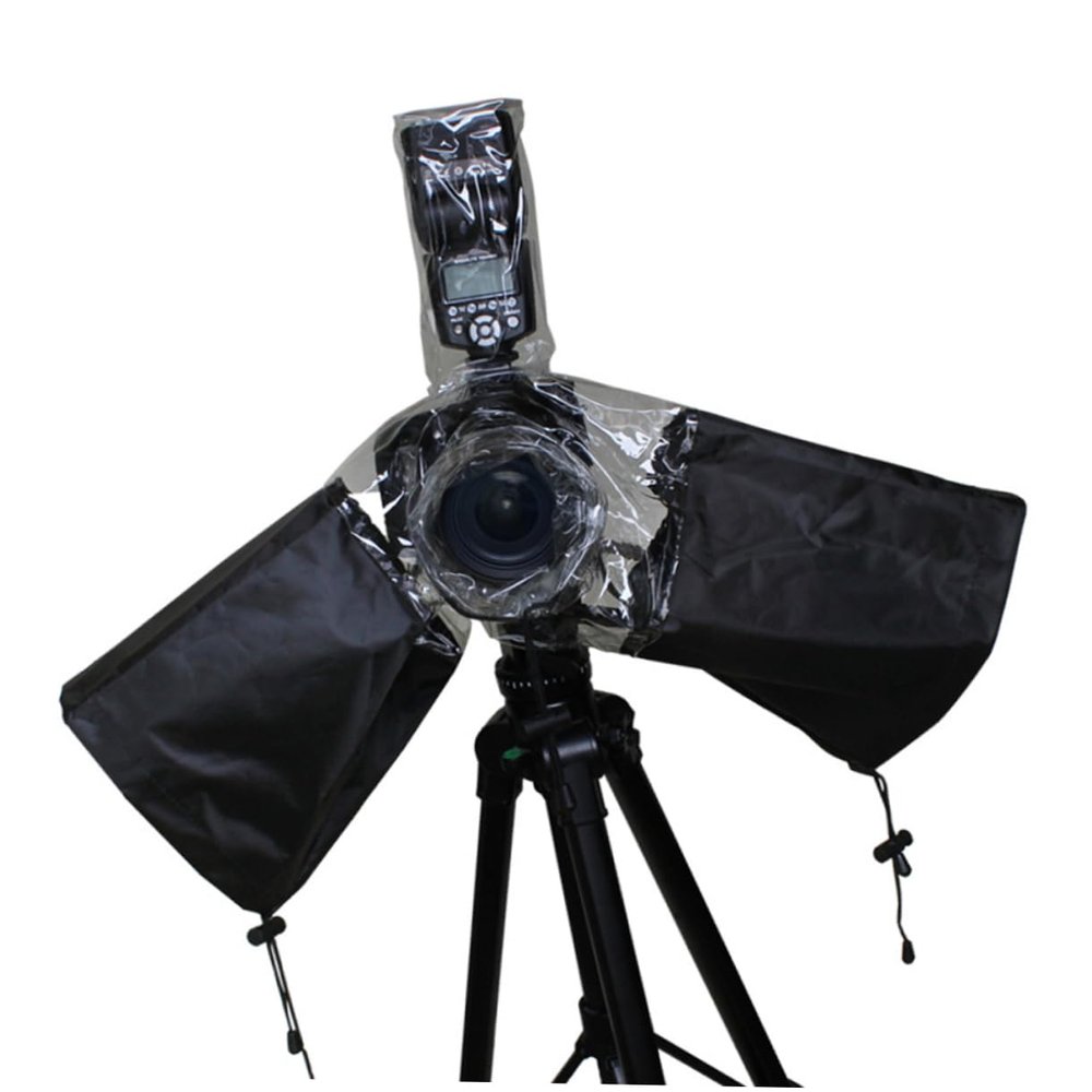 NUOBESTY Camera Rain Cover with Drawstring Arm Protectors Camera Protective Cover for Rain Dust and Grit Flexible Transparent Lens Protector