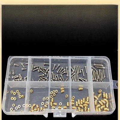 M2 M2.5 Brass Insert Nut and 304 Stainless Steel Screw Set Heat Hot Melt Serrated Embedding Thread Copper Barrel Nut Kit(M2.5B 200pcs 1set)