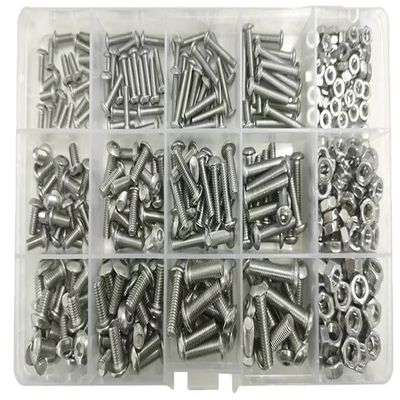 304 Stainless Steel Hex Nut Screw M2 M3 M4 M5 M6 Machine Screw Assorted Set with Metric Thread and Nut Assortment(M5(1set))