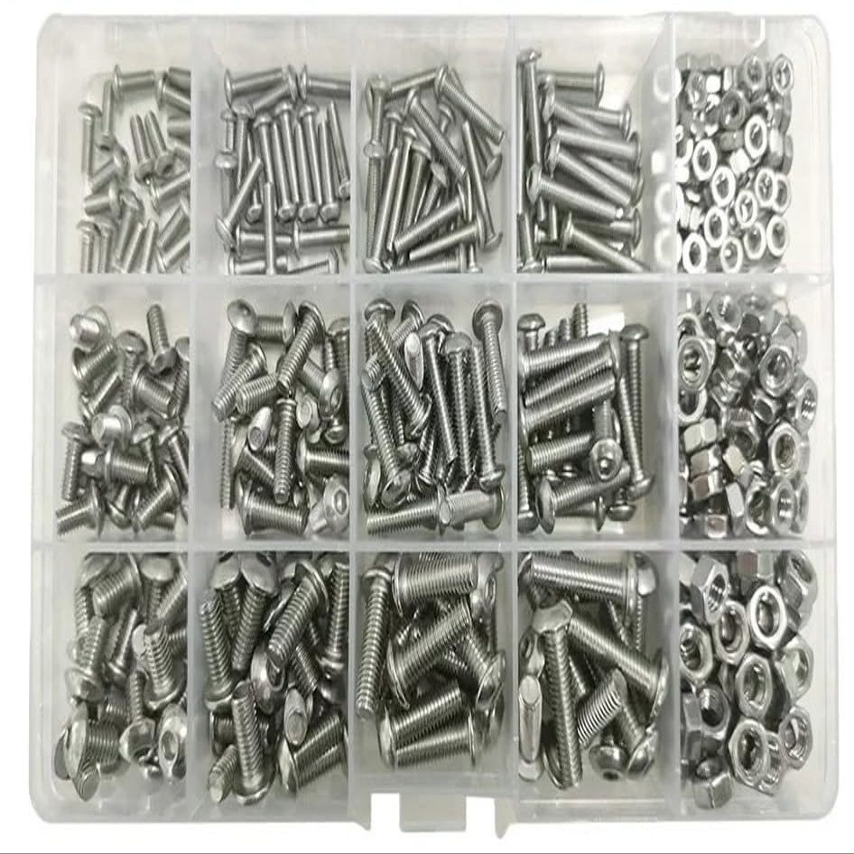304 Stainless Steel Hex Nut Screw M2 M3 M4 M5 M6 Machine Screw Assorted Set with Metric Thread and Nut Assortment(M5(1set))