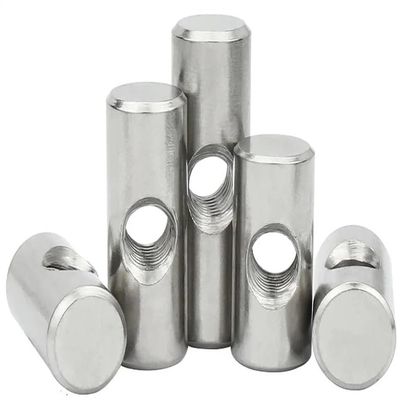 M4 M5 M6 Barrel Bolts 304 Stainless Steel Dowel Cylindrical Pin Cross Hole Hammer Embedded Nut for Wooden Furniture Accessories(OD6 M4x10(5PCS))