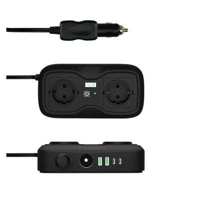 12V to 220V 400W Peak LED Display Sockets Power Inverter Car Power Inverter Adapter Converter with 3.6A Dual USB Type-C EU