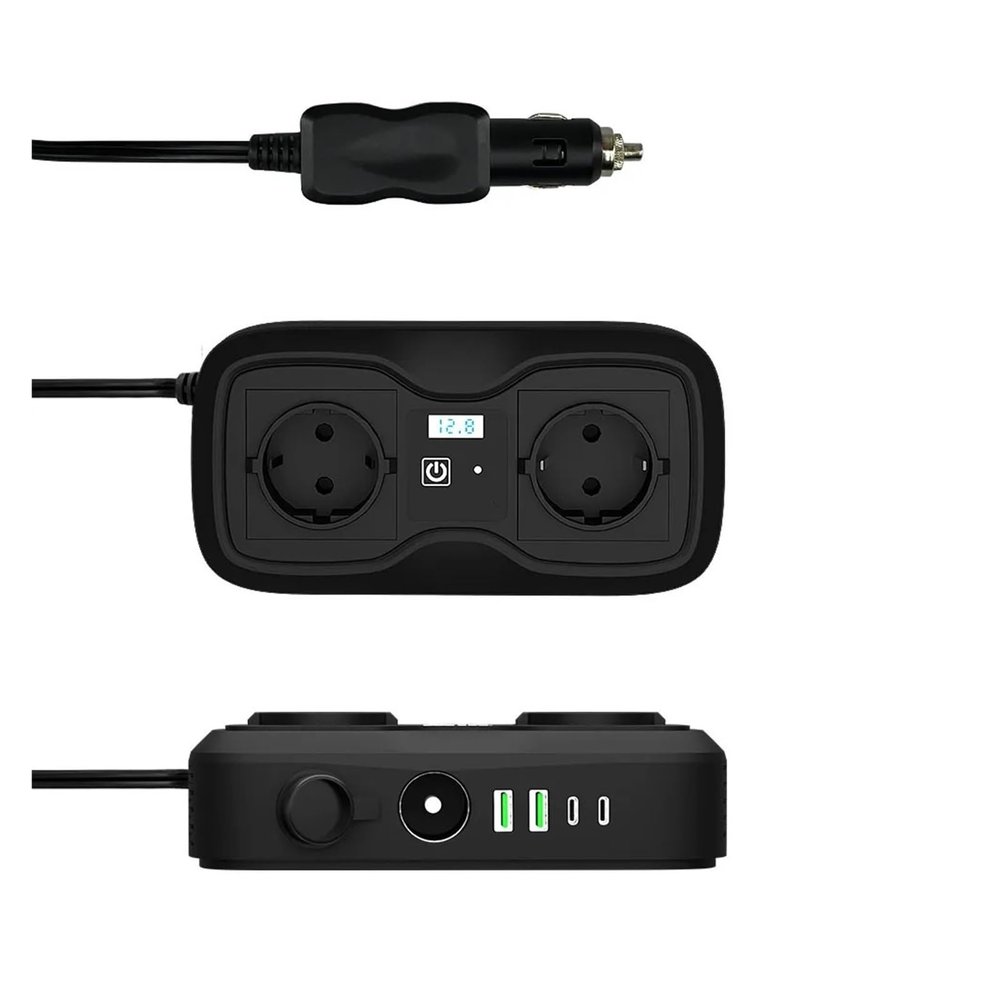12V to 220V 400W Peak LED Display Sockets Power Inverter Car Power Inverter Adapter Converter with 3.6A Dual USB Type-C EU