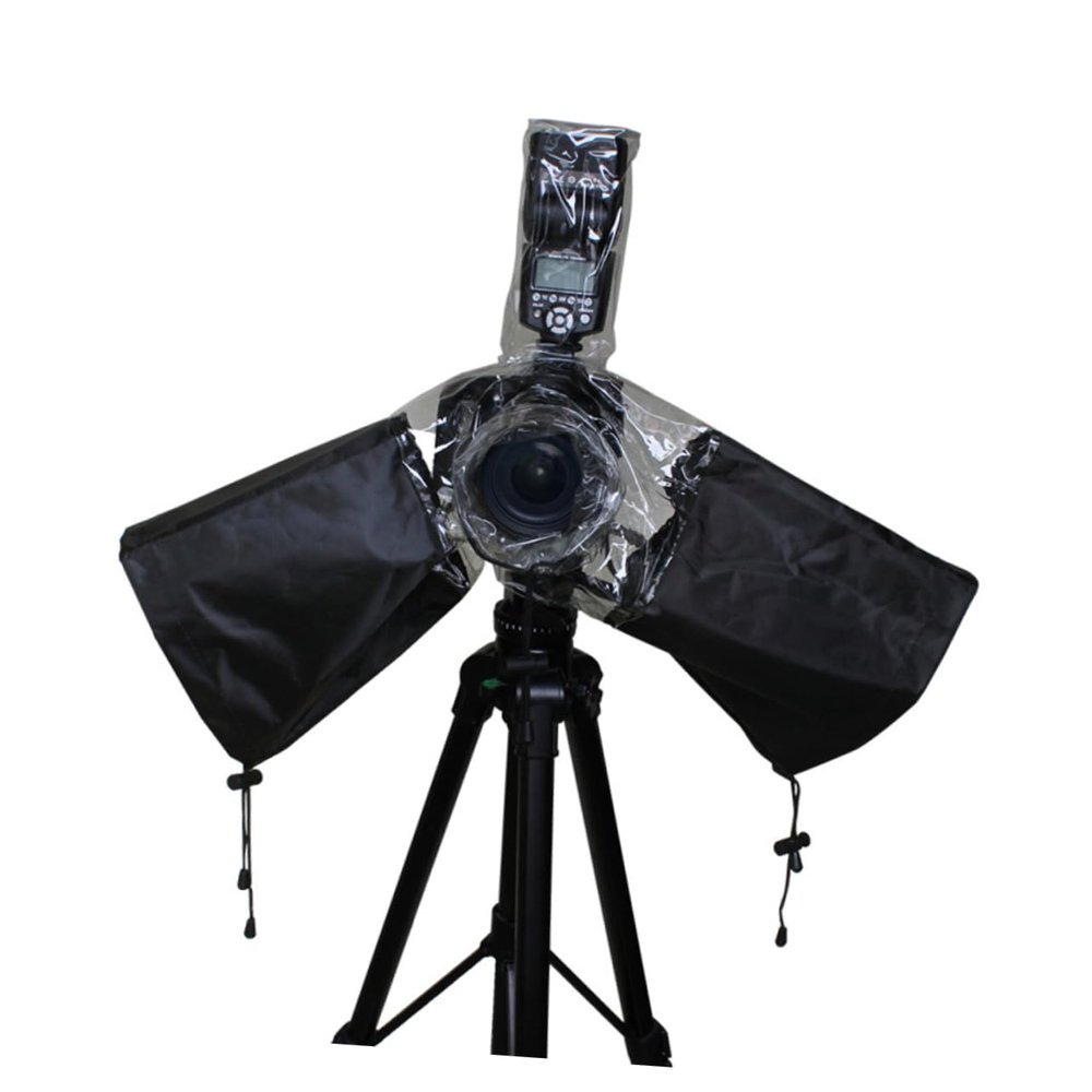 LALAFINA Flashing Camera Rain Cover with Drawstring Arm Protectors and Dustproof Design for Use Flexible Transparent for Monitoring Lens Hood for Easy Focusing