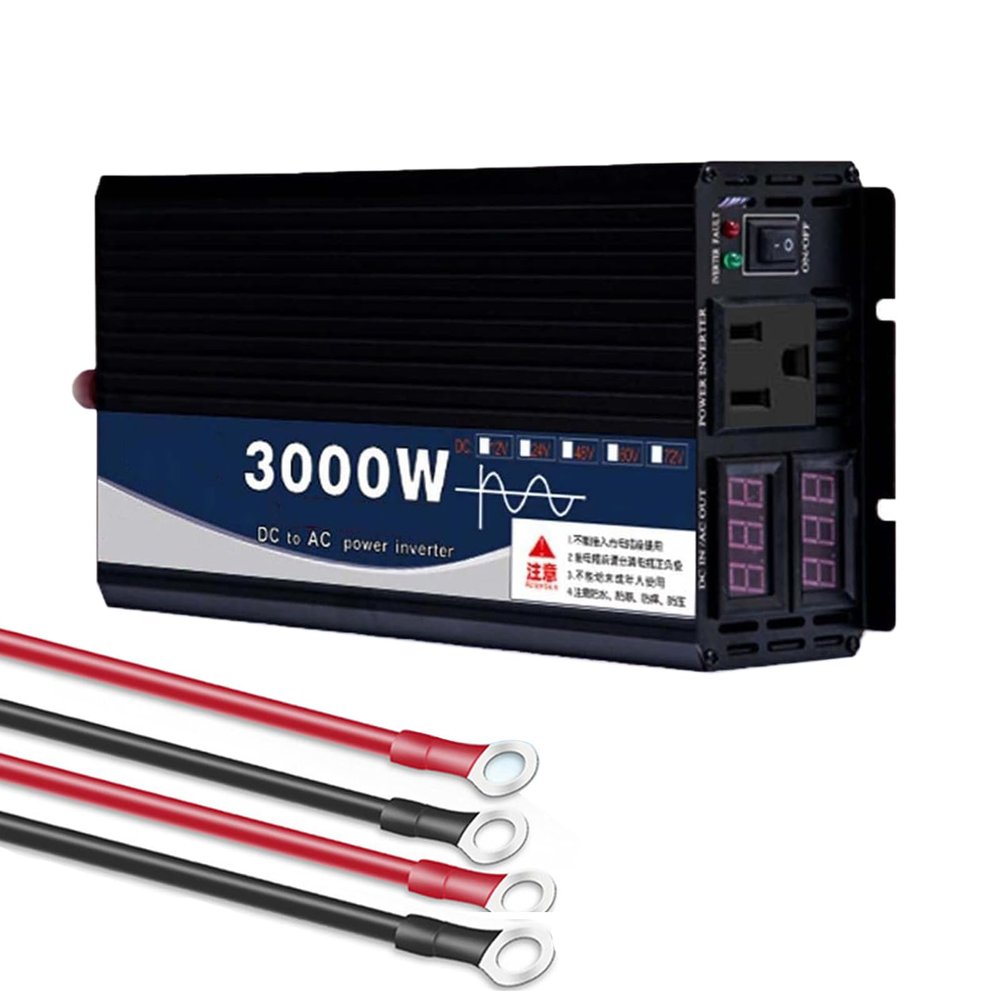 3000W Pure Sine Wave Inverter 12V - 72V DC to 110V/220V AC Converter, Car Power Inverter with LED Display, Off-Grid Power Inverter for Home, RV, Truck,Dc 60v,AC 220V