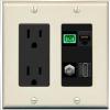 RiteAV 1 Port Fiber Optic Jack SC Simplex APC + Cat6 + Coax + HDMI Wall Plate - Outlet [Light-Almond/Black] view 1
