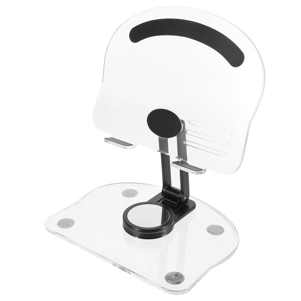 Angoily Folding Tablet Holder Rotatable Base Acrylic and Aluminum Desk Stand for Phone and Laptop