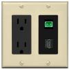 RiteAV 1 Port Fiber Optic Jack SC Simplex APC + HDMI Wall Plate - Outlet [Ivory/Black] view 1