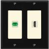 RiteAV 1 Port Fiber Optic Jack SC Simplex APC + HDMI Wall Plate - 2 Gang [Black/Light-Almond] view 1