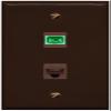 RiteAV 1 Port Fiber Optic Jack SC Simplex APC + Cat6 Wall Plate - Flat Style [Brown/Brown] view 1