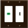 RiteAV 1 Port Fiber Optic Jack SC Simplex APC + HDMI Wall Plate - 2 Gang [Brown/White] view 1