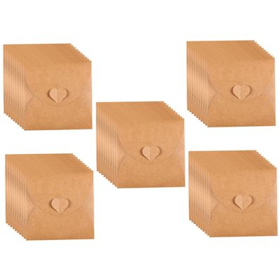 NUOBESTY 50pcs Retro Style Kraft Paper DVD Sleeves Case Cd Storage Envelopes Envelope Bag Heart Button for Wedding Party