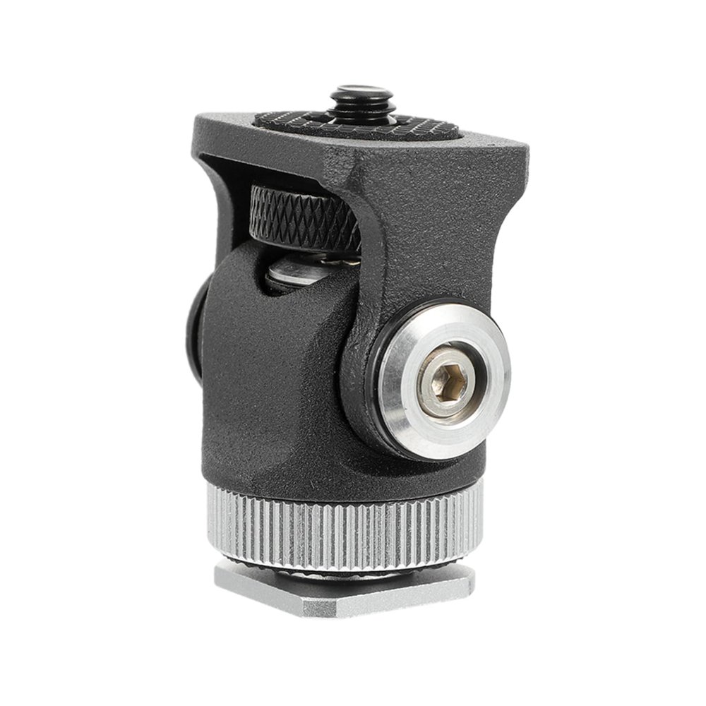 Lurrose Head Hot Shoe Mount Adapter Rotatable Compact Tripod Head for DSLR Cameras Camcorders Phones Lightweight Easy to Install for Outdoor Photography