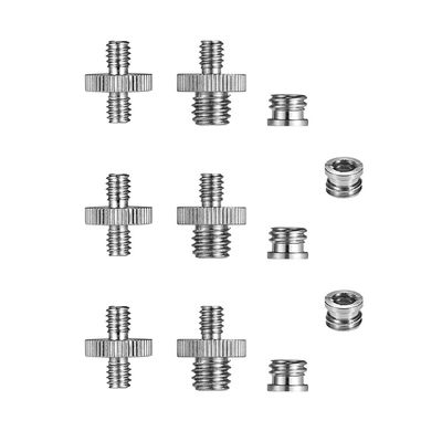 Acouto 1/4" 20 and 3/8" 16 Threaded Screw Adapter Mount Set Reducer Bushing Converter for Camera Tripod Monopod Ballhead Light Stand