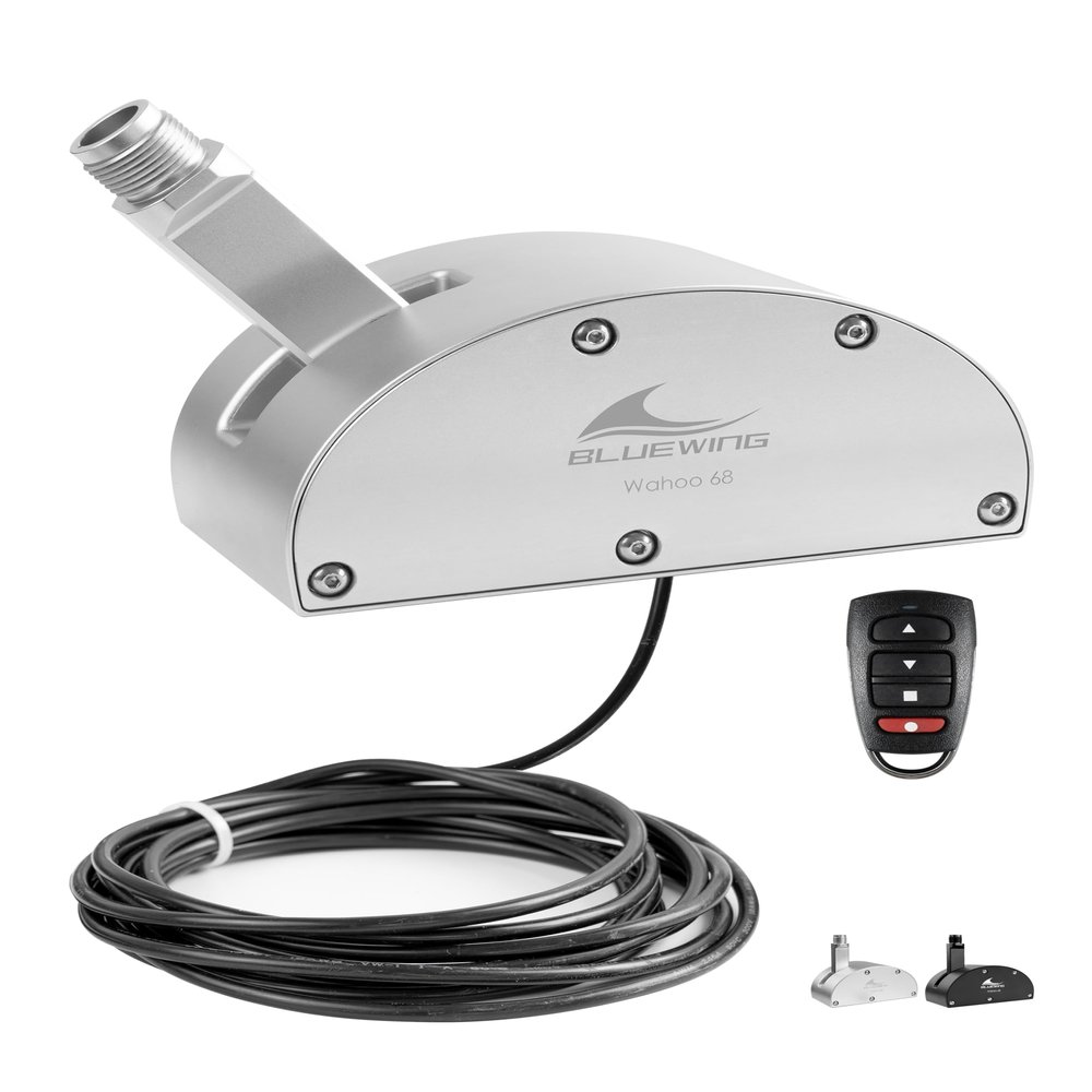BLUEWING Remote Control Auto Antenna Mount Wahoo 68 Aluminum Alloy Antenna Mount with 0-90 Adjustable Angle for Fishing Boat, Silver