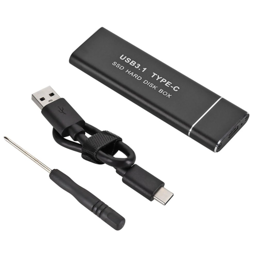 Black NGFF to USB3.1 Type-C M.2 SSD Hard Disk Case Adapter External Enclosure Box