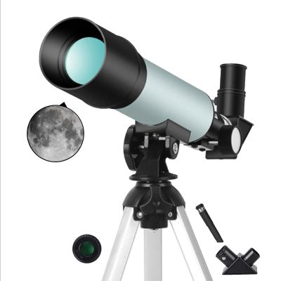 50mm Aperture Refractor Telescope for Adults & Beginners, Portable with Tripod, 2 Rotatable Eyepieces & Barlow Lens for Easy Viewing