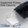 USB Floppy Drive, 3.5" External USB & Type-C Floppy Disc Reader, External Floppy Disk Drive Portable 1.44 MB Plug and Play FDD for PC Windows XP 7 8 10 11(White) view 2